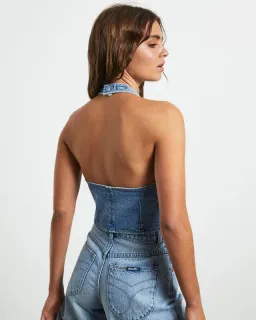 Rollas Halter Denim Vest Basette Blue Size M / AU 10 for rent on The Volte - image 3