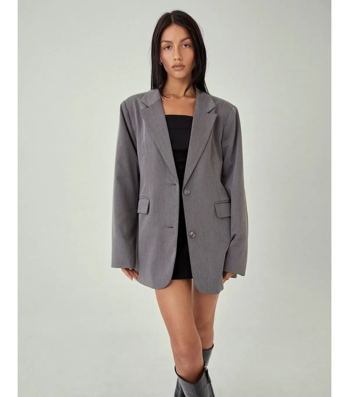 Motel Rocks Maiwa Blazer Size XS / AU 8 and Ima Mini Skirt Size M / AU 12 Set in Charcoal - Image 3
