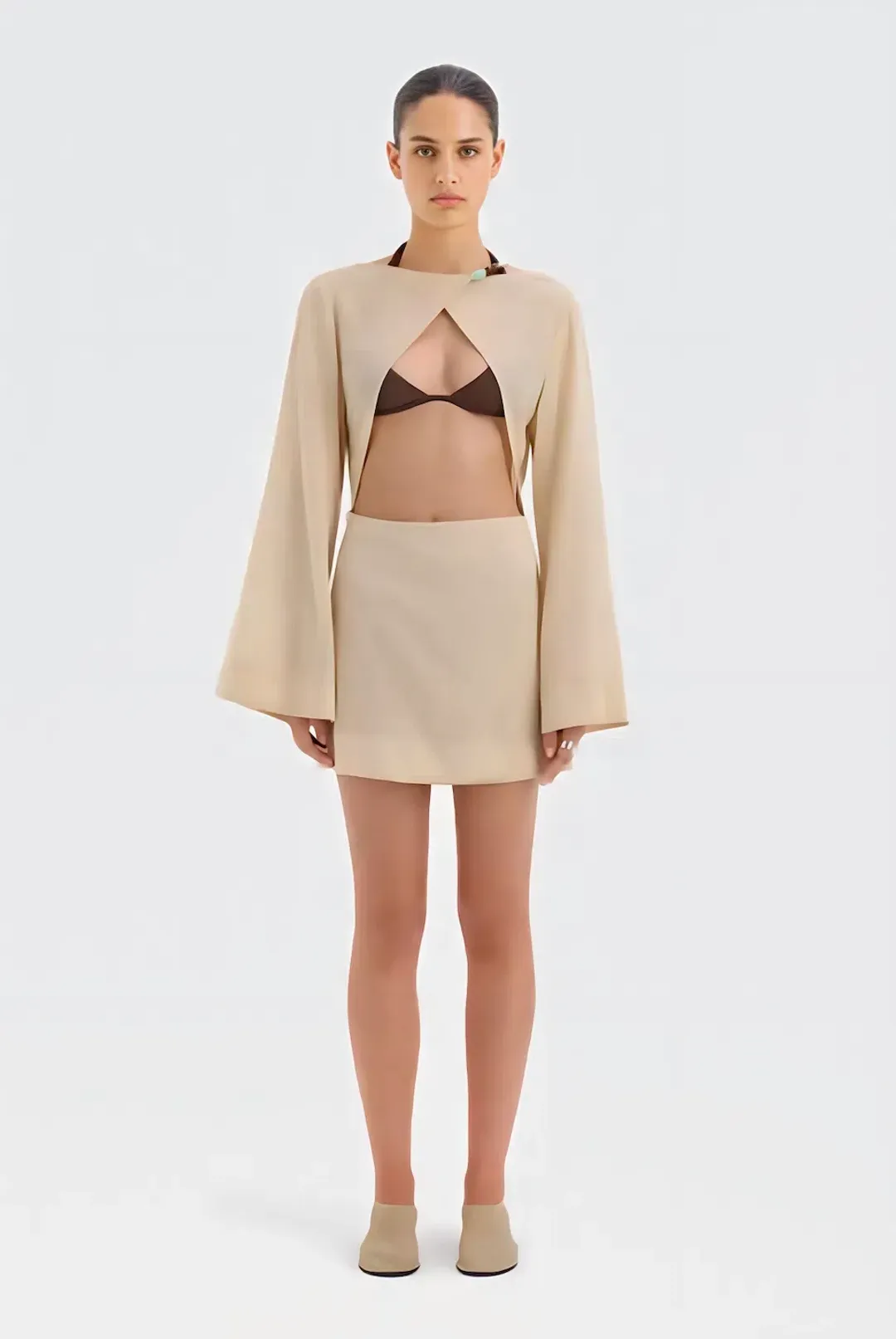 Sir The Label Blair Beaded Mini Dress Cream Size 1 / AU 8 for rent on The Volte - main image