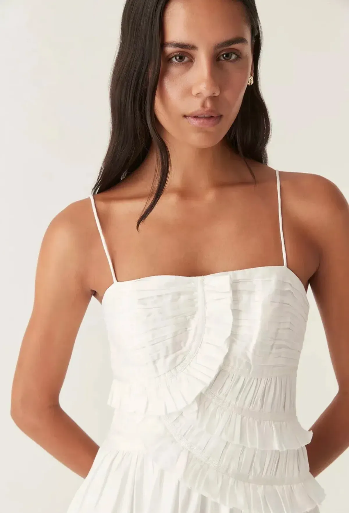 Aje Synergy Frill Midi Dress Ivory Size 12 - Image 3