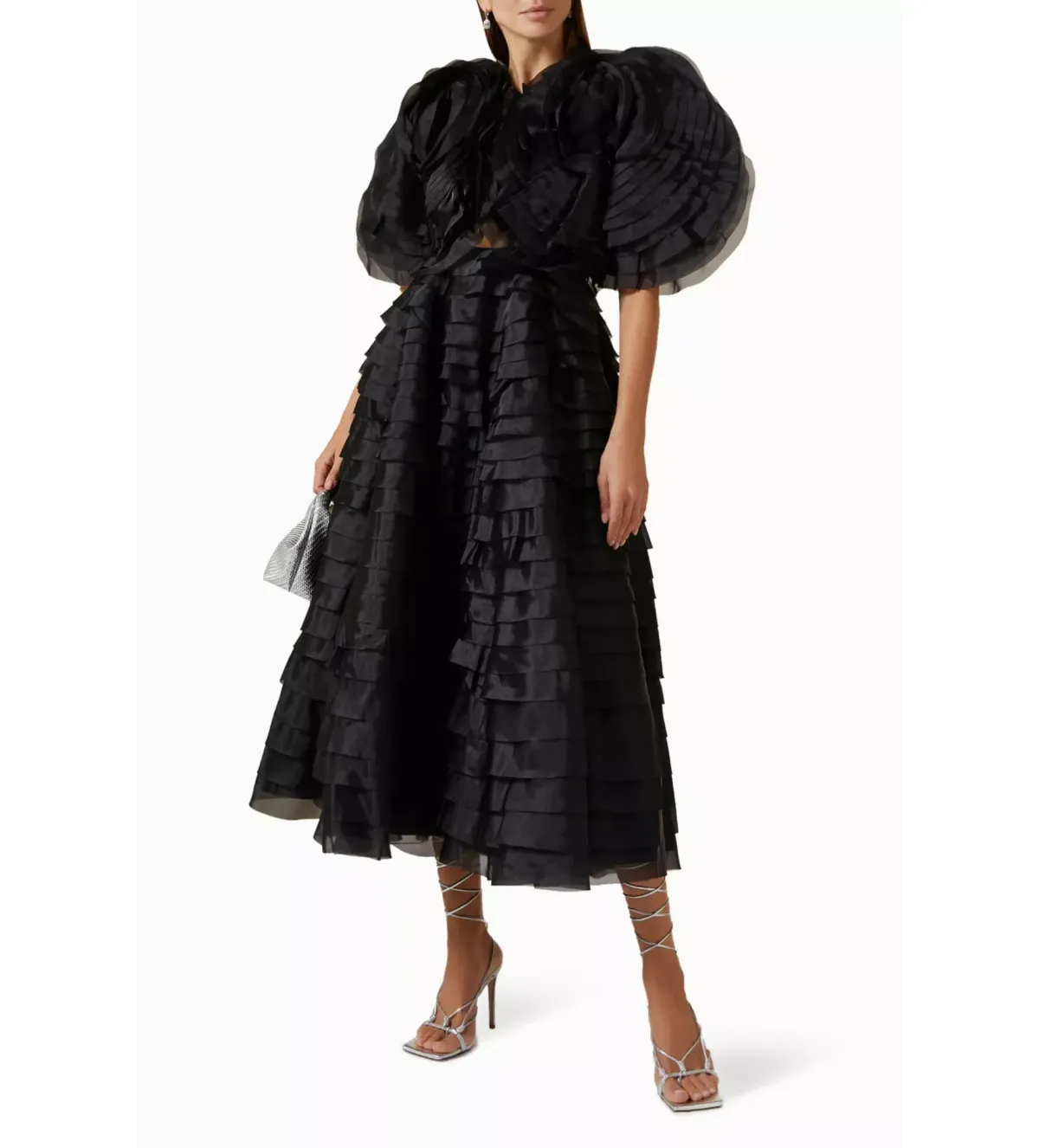 Aje Amour Ruffle Midi Dress Black Size 4 - Image 1