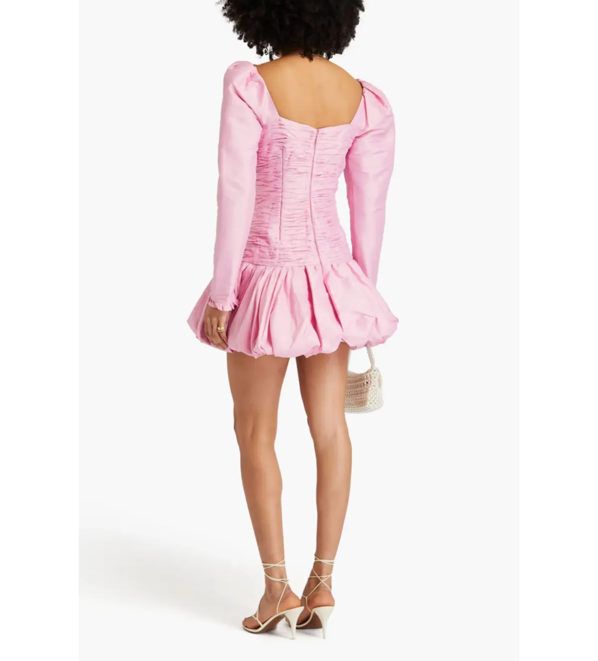 Aje Pink Bijou Ruffled Pleated Taffeta Mini Dress Pink Size 8 - Image 2