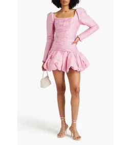 Aje Pink Bijou Ruffled Pleated Taffeta Mini Dress Pink Size 8 for rent on The Volte - image 1