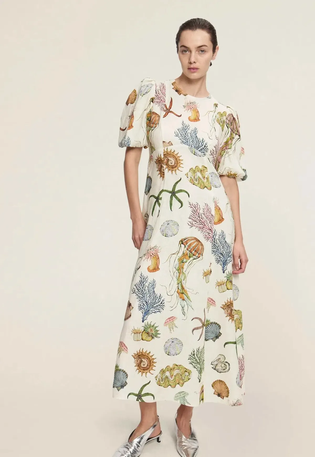 Alemais Sea Midi Dress Cream Size 16 - Image 1