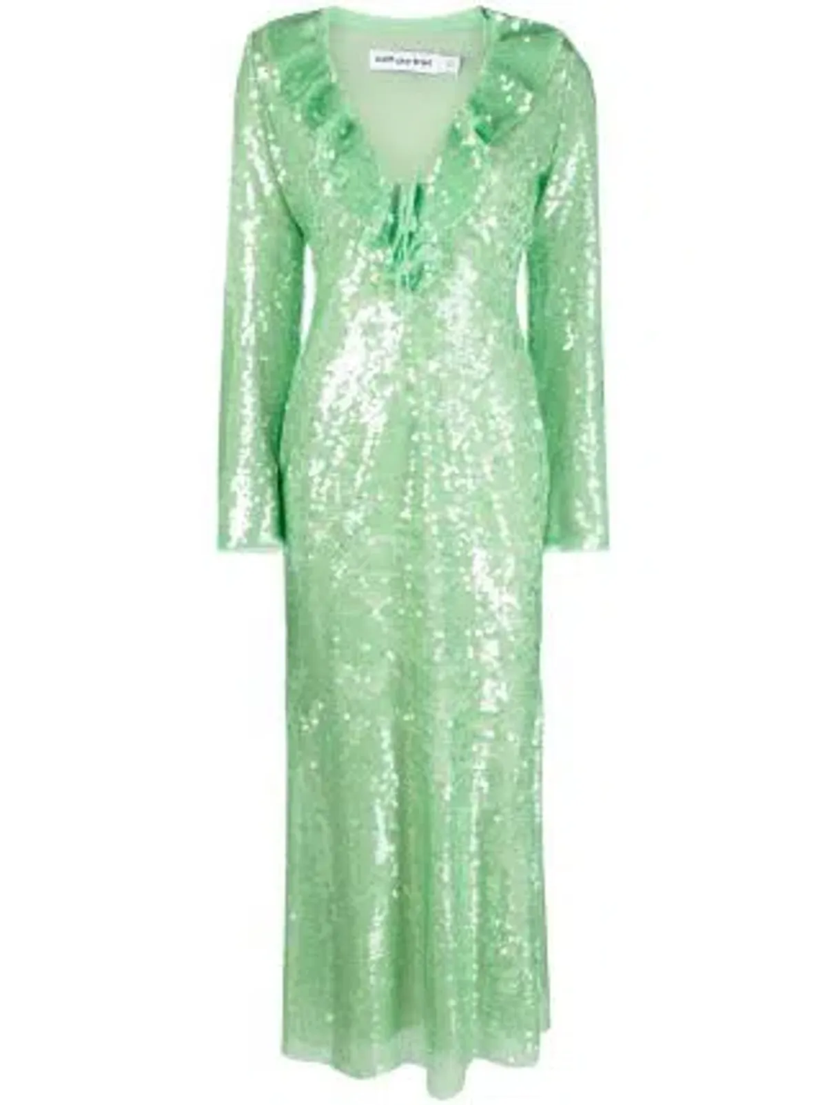 Self Portrait Sequin Midi Dress Green Size 6 - Image 3