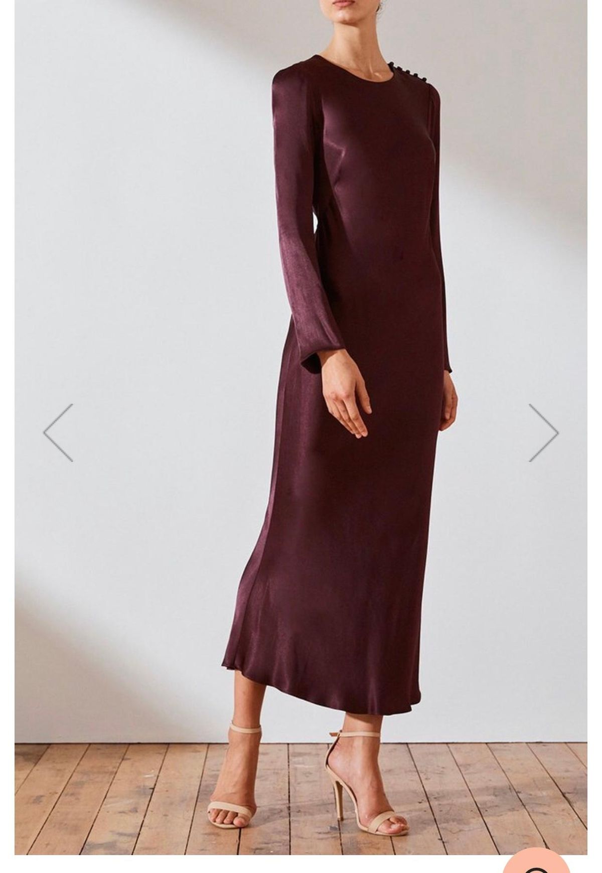 Shona Joy Morrison Long Sleeve Bias Midi Dress Burgundy Size 8 / AU 8 - Image 1