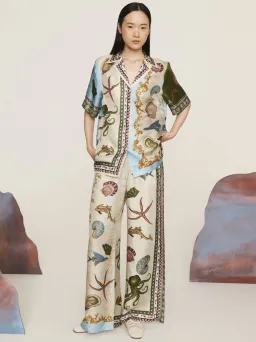 Alemais Bath House Silk Shirt and Pants Set Multi Size 14 for rent on The Volte - image 1