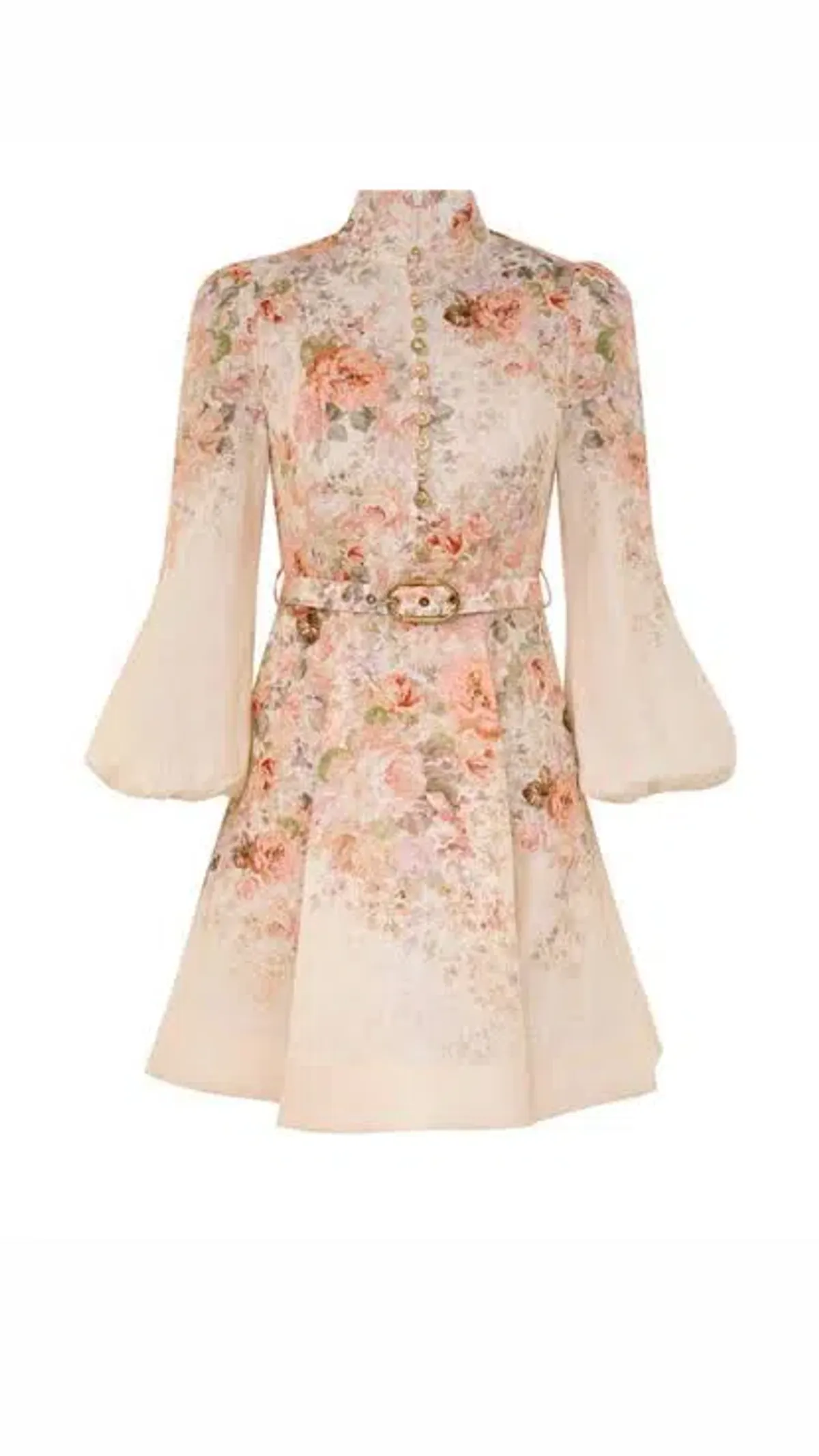 Zimmermann The Illustration Buttoned Mini Dress in Cream Rococo Floral Size 3 / AU 14 - Image 5