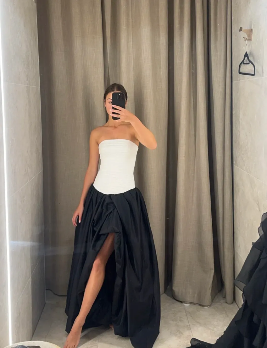 Aje Violette Bubble Hem Maxi Dress Ivory/Black Size 4 for rent on The Volte - main image