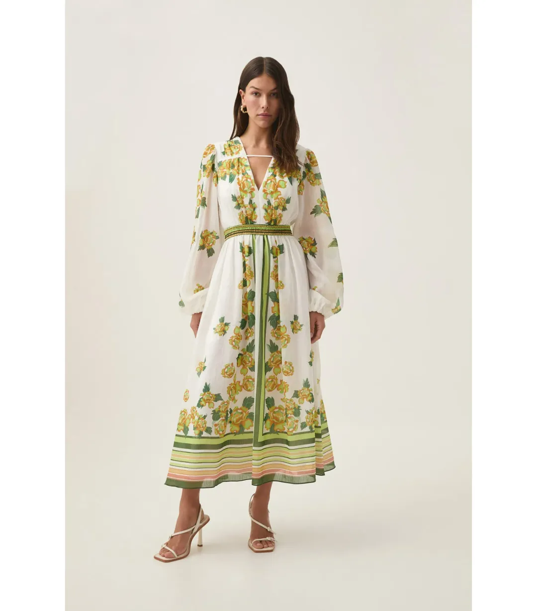 Aje Secret Border Print Midi Dress in Garden Peony Size AU 16 for rent on The Volte - main image