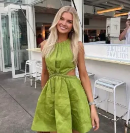 Aje Voyage Braided Cut Out Mini Dress Verdant Green Size 8 for rent on The Volte - image 5