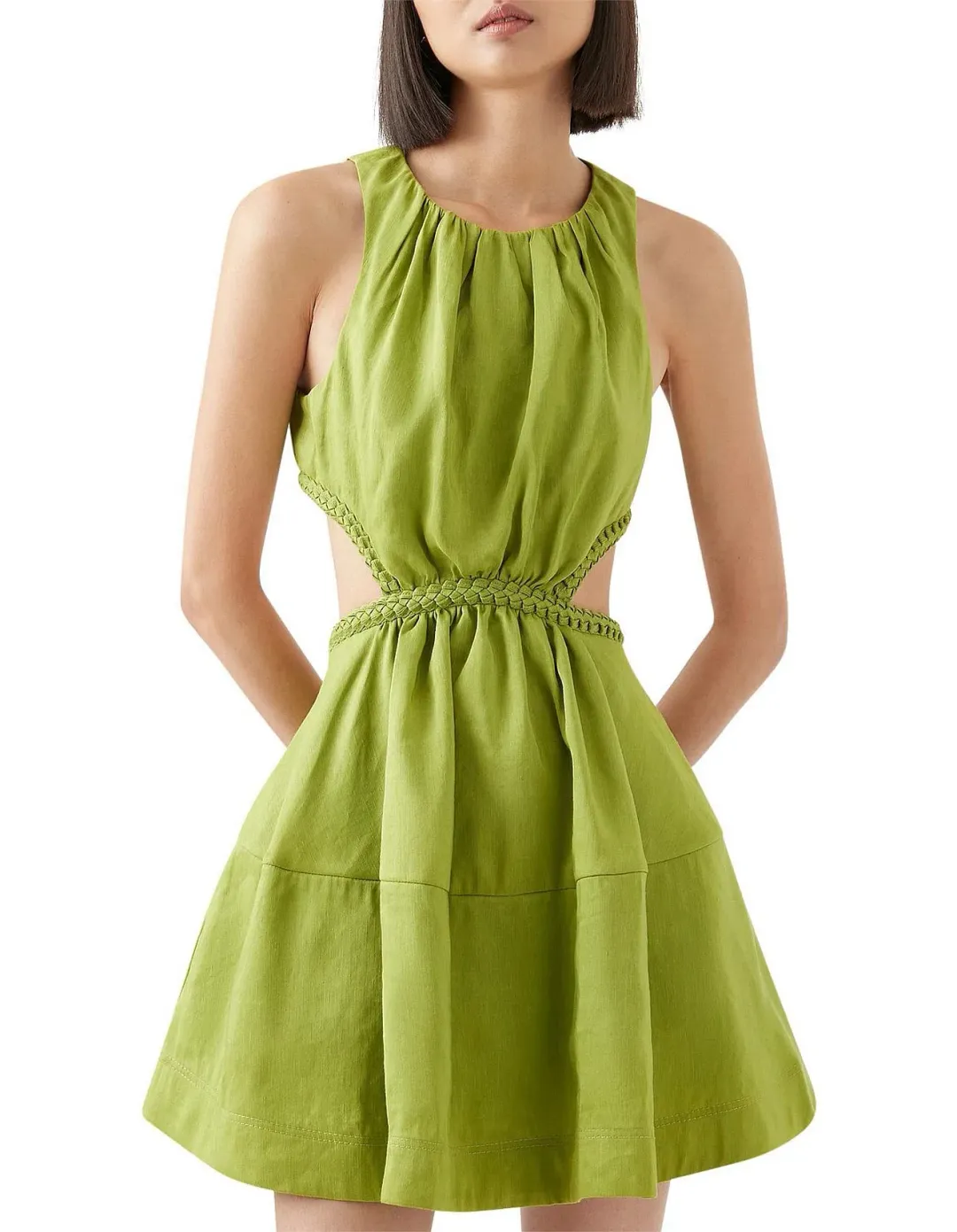 Aje Voyage Braided Cut Out Mini Dress Verdant Green Size 8 for rent on The Volte - main image