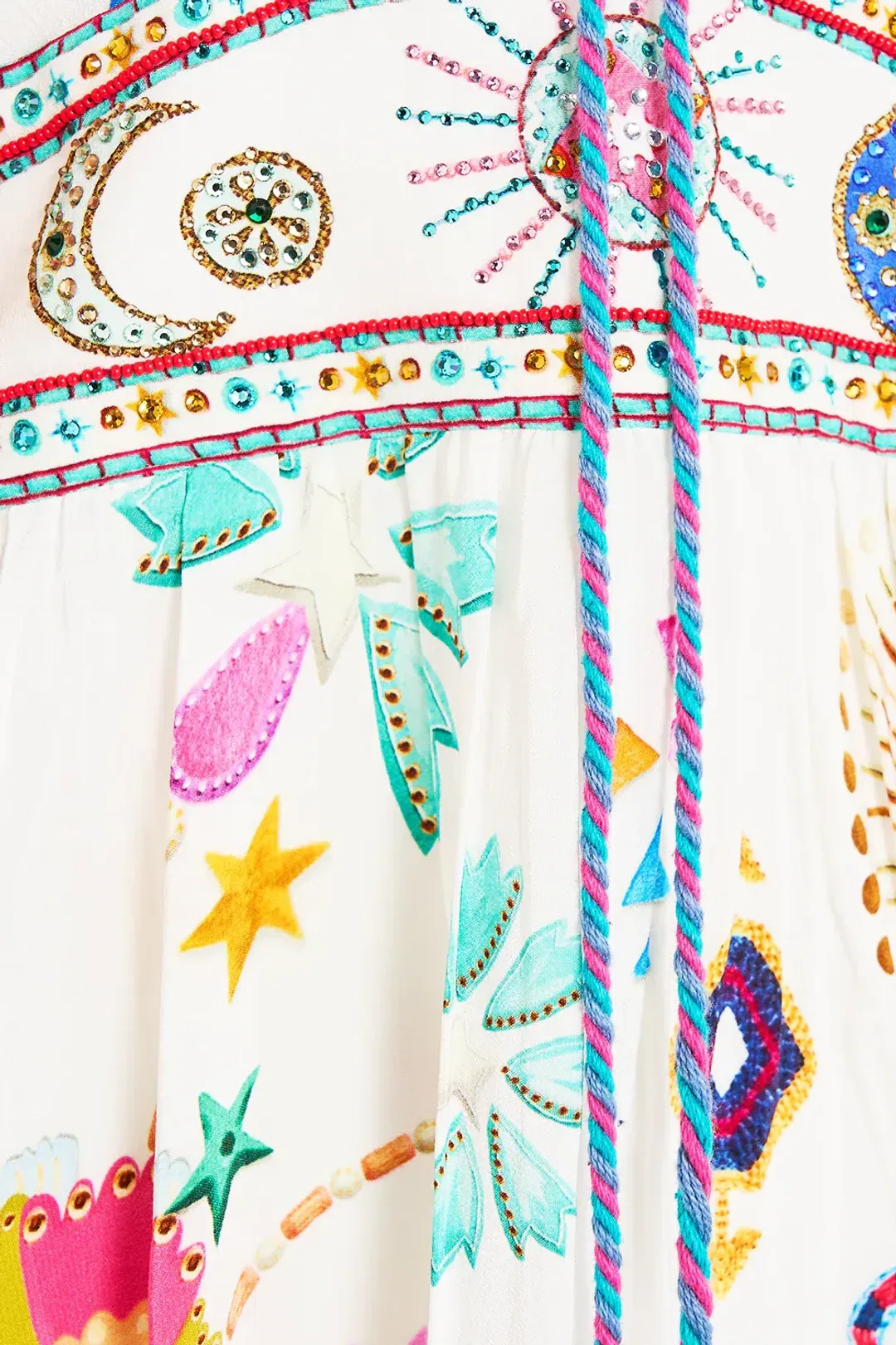 Camilla White Lace Up Front Short Dress Living In Colour Multi Size 12 for rent on The Volte - main image