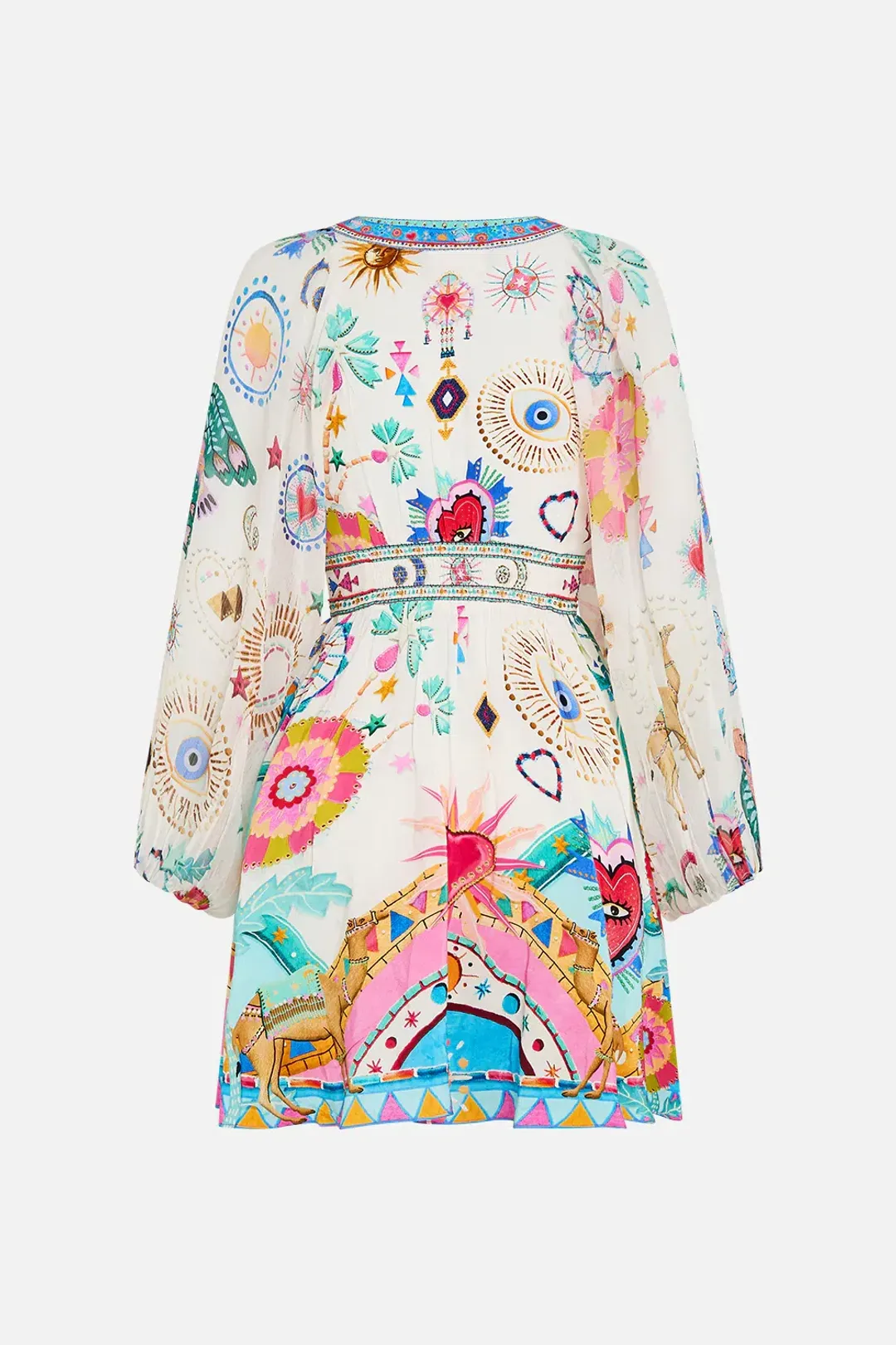 Camilla White Lace Up Front Short Dress Living In Colour Multi Size 12 for rent on The Volte - main image