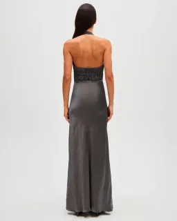 Misha Celine Satin Maxi Dress in Pewter Size 8/S for rent on The Volte - image 3