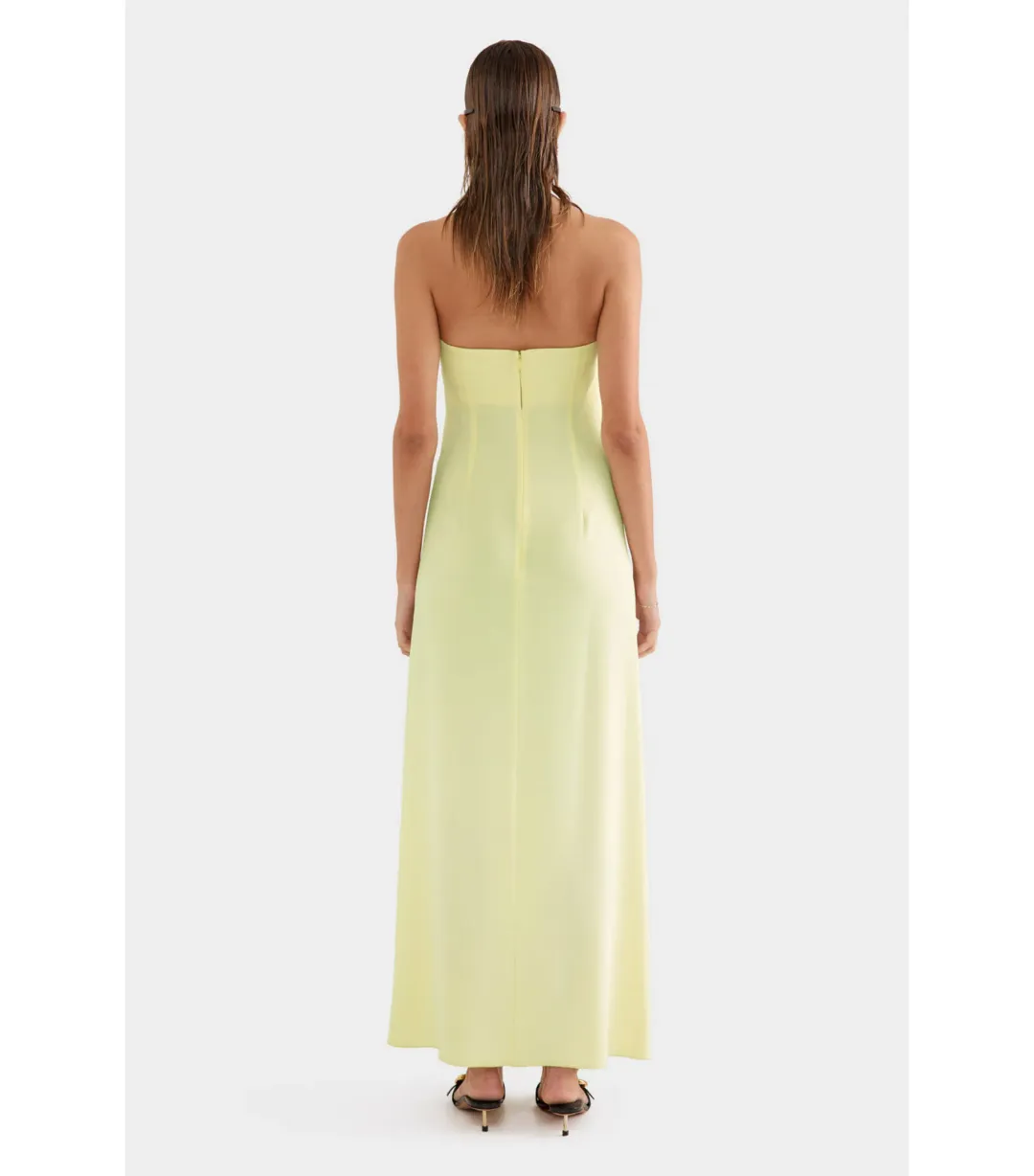 Venroy Beaded Strapless Maxi Dress in Pastel Yellow Size AU 8 for rent on The Volte - main image