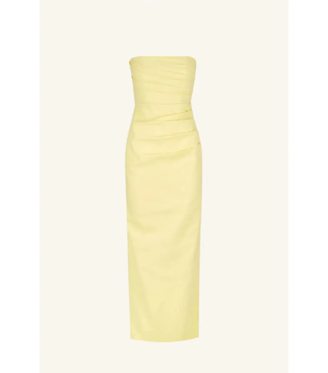 Shona Joy Lani Strapless Draped Maxi Dress Lemon Yellow Size AU 8 for rent on The Volte - main image
