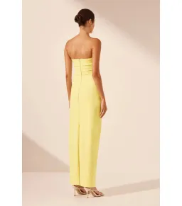Shona Joy Lani Strapless Draped Maxi Dress Lemon Yellow Size AU 8 for rent on The Volte - image 3
