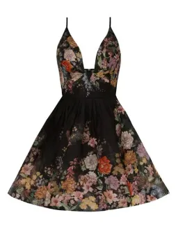 Zimmermann Pavilion V Neck Mini Dress in Black Multi Floral Size 3 / AU 14 for rent on The Volte - image 5