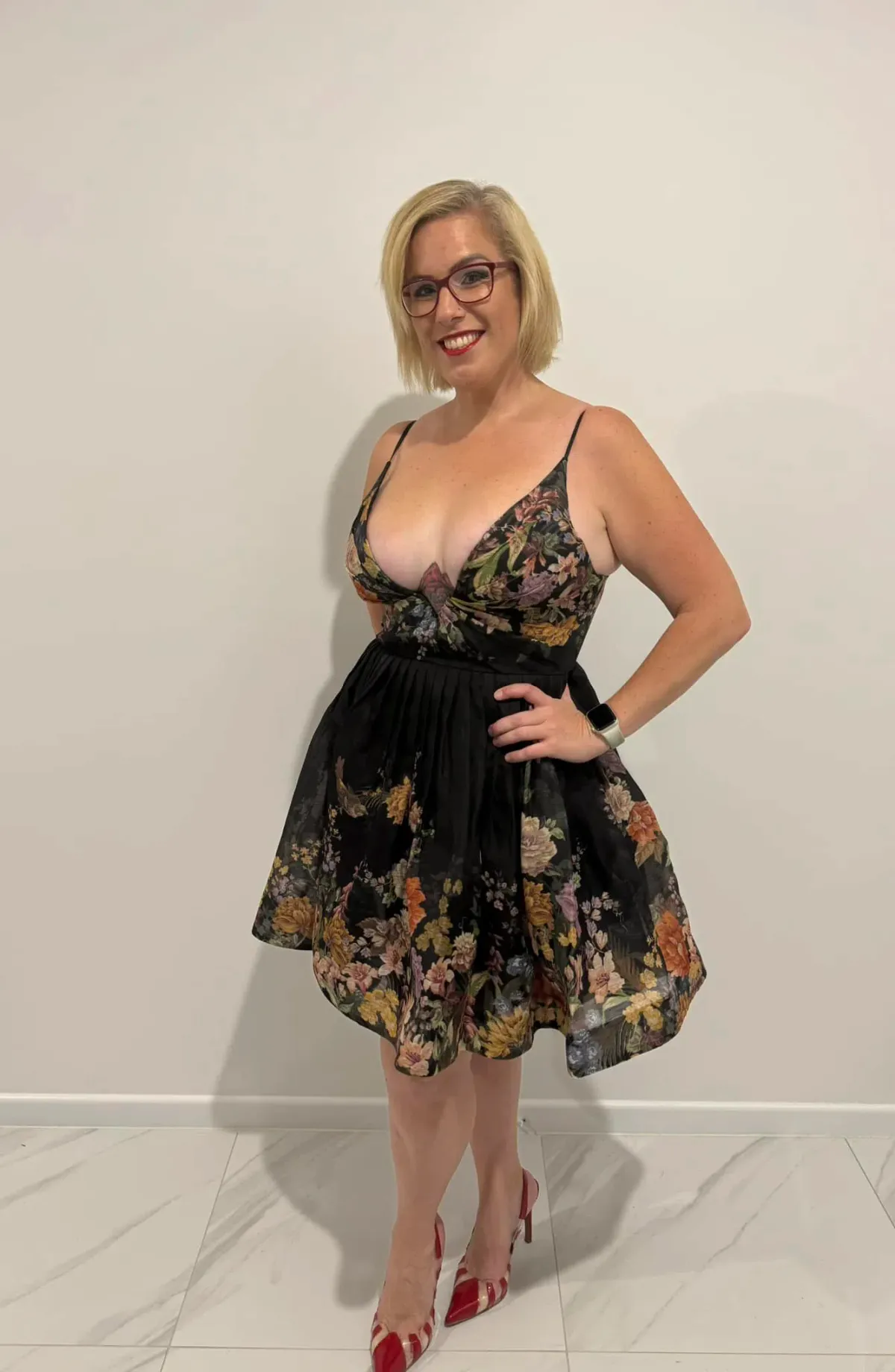 Zimmermann Pavilion V Neck Mini Dress in Black Multi Floral Size 3 / AU 14 for rent on The Volte - main image