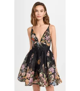 Zimmermann Pavilion V Neck Mini Dress in Black Multi Floral Size 3 / AU 14 for rent on The Volte - image 3