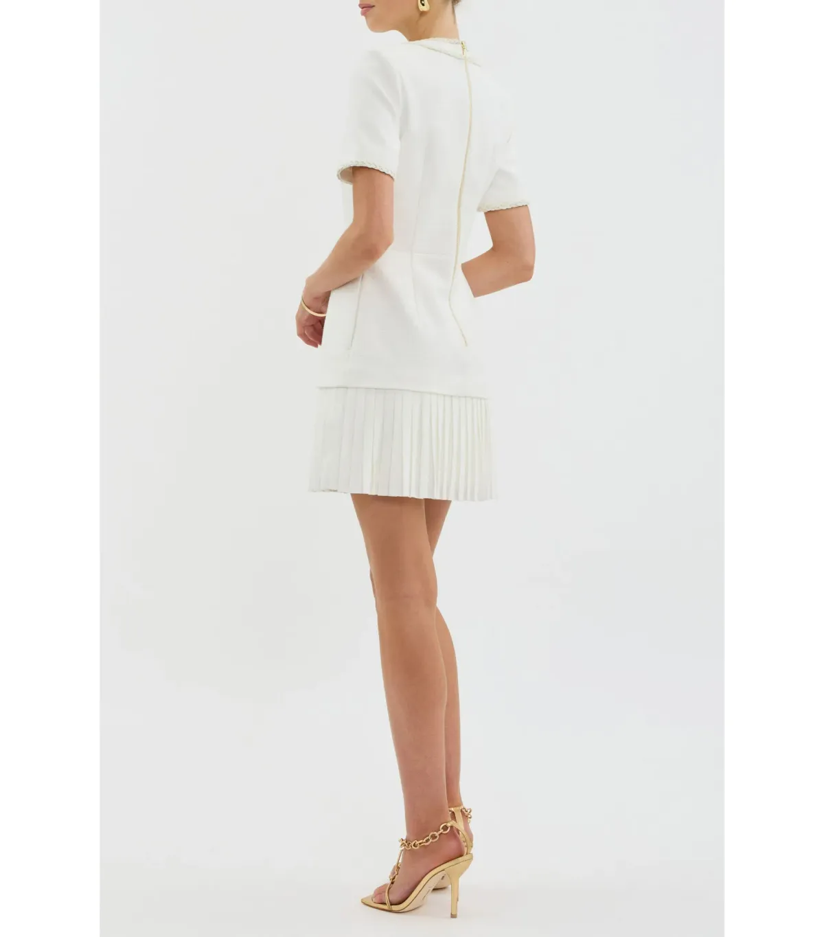 Rebecca Vallance The Clarisse Button Mini Dress White Size AU 10 - Image 3