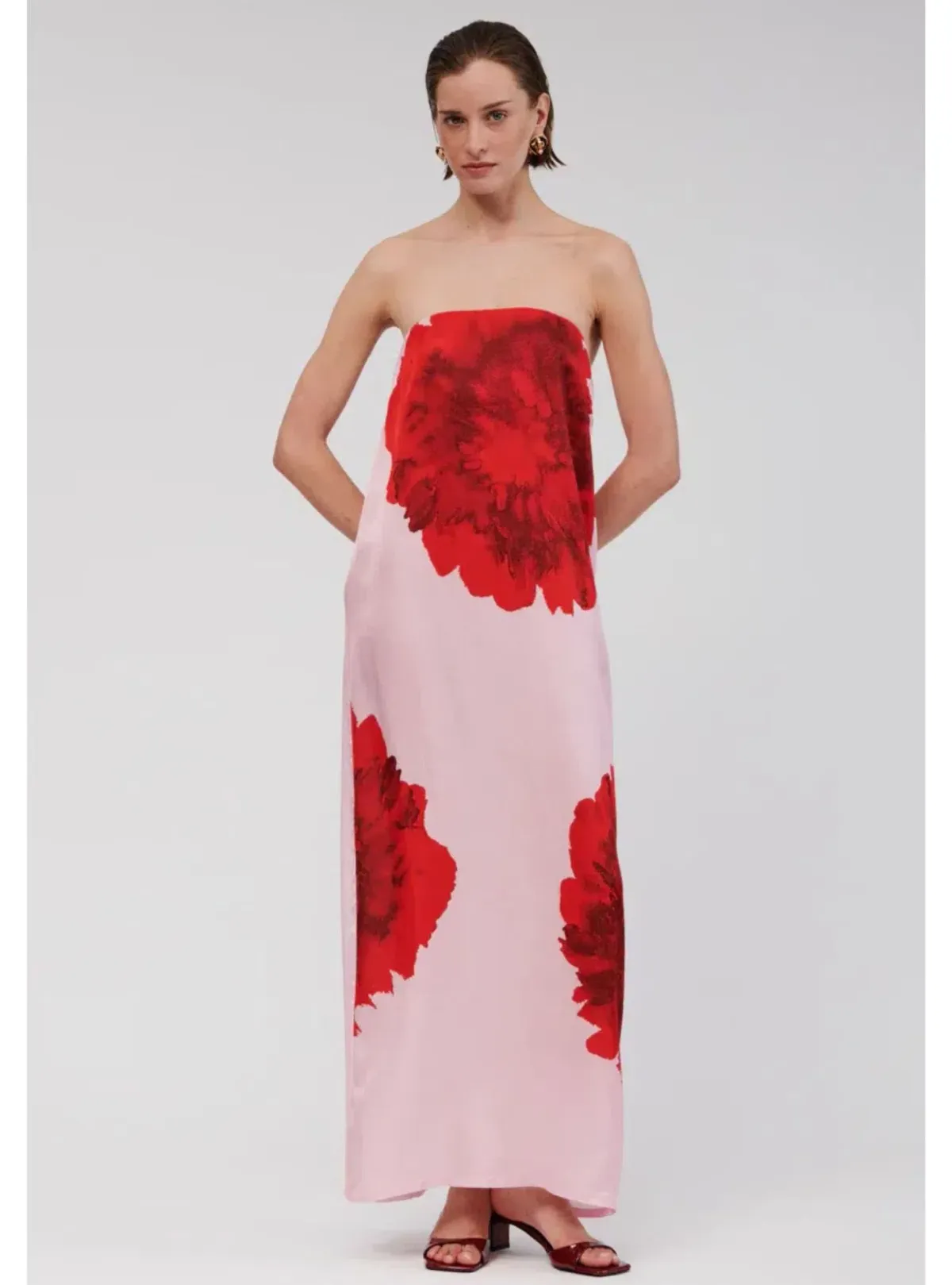 Suboo Emilia Bustier Maxi Dress Pink Floral Size 8 - Image 1