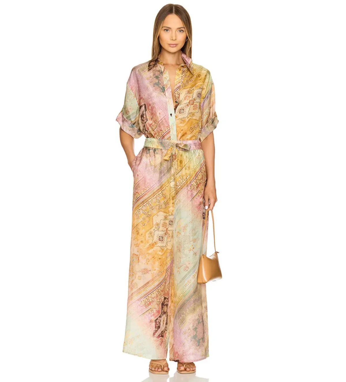 Zimmermann The Tallow Relaxed Shirt Size 0P/Au 6 and The Tallow Relaxed Pant in Ombre Multi Size 1/Au 10 Set for rent on The Volte - main image