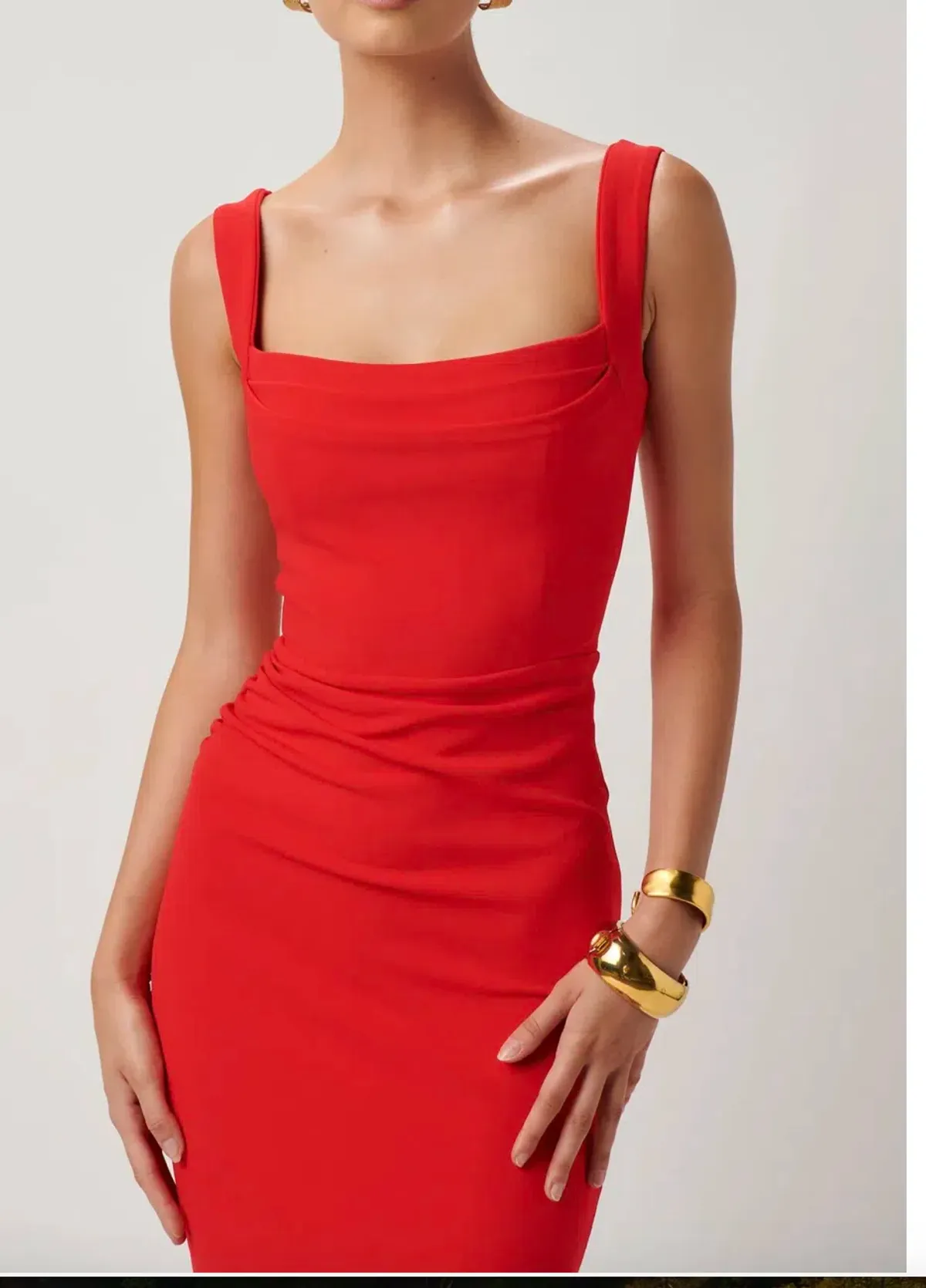 Effie Kats Marbella Midi Dress Cherry Red Size 6 - Image 3