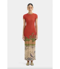 Sir The Label Redwood Tee Midi Dress in Sea Ranch Scene Size 2 / AU 10 for rent on The Volte - image 1