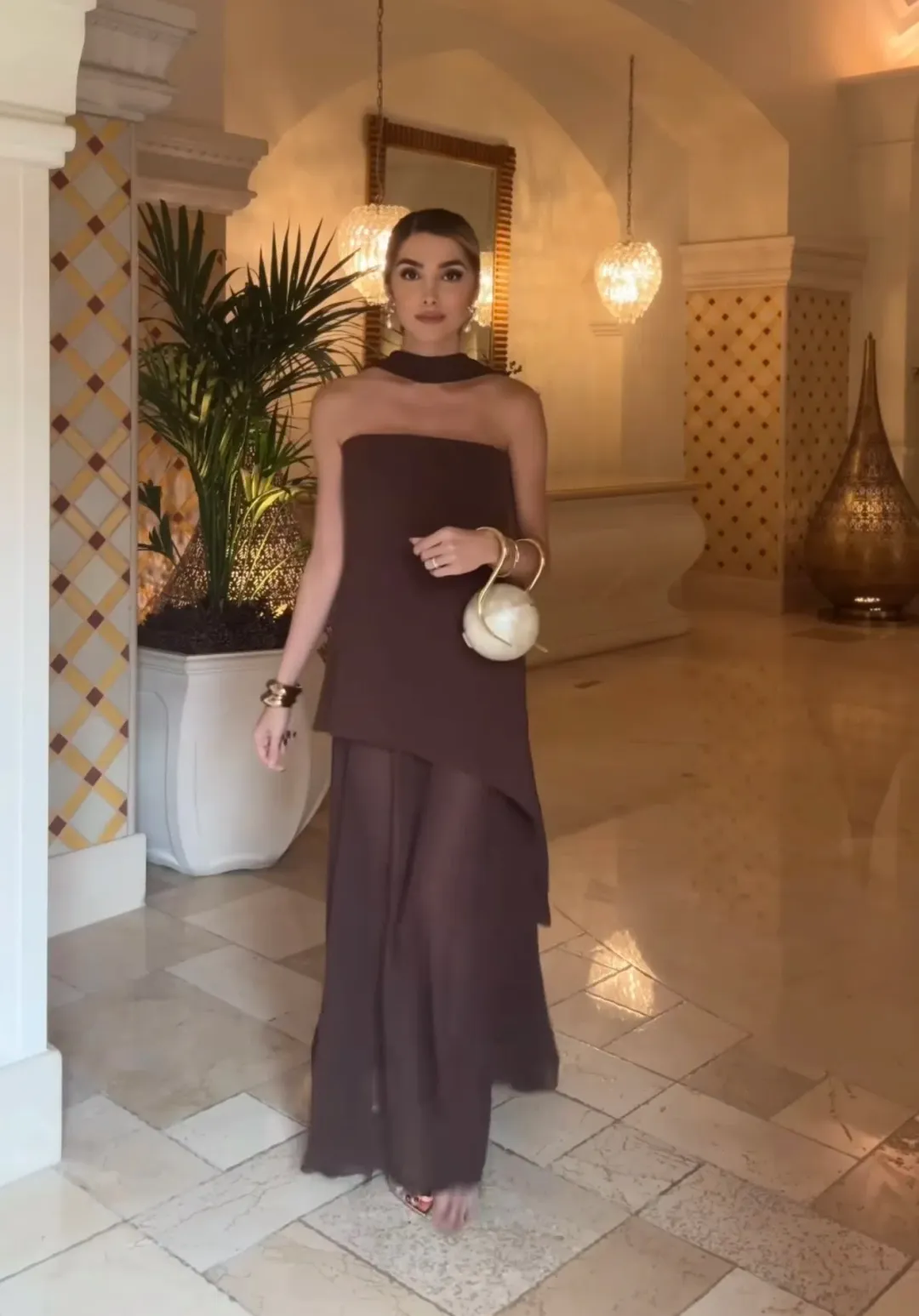 Matters Store Monaco Dress with Scarf Brown Size S / AU 8 for rent on The Volte - main image