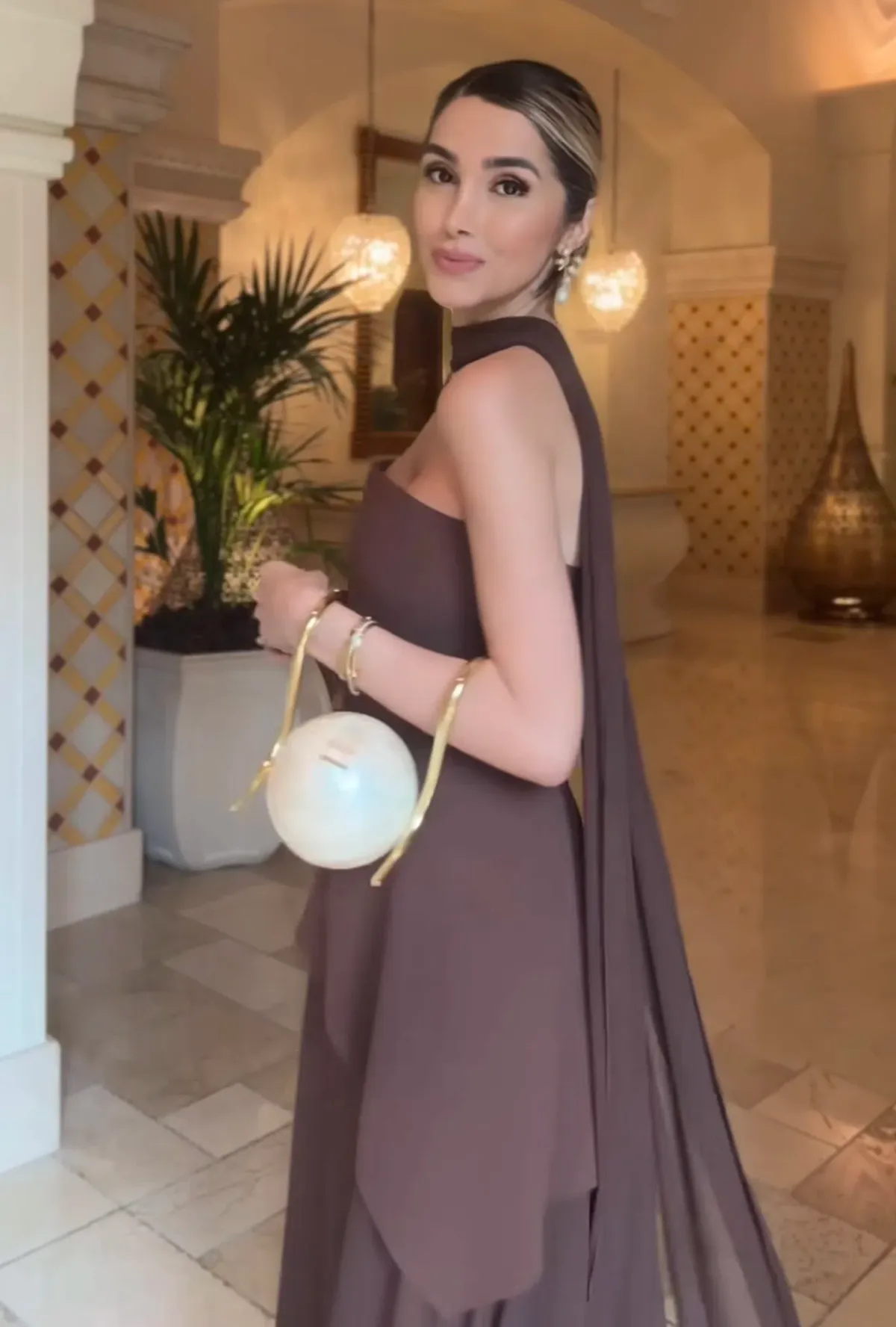 Matters Store Monaco Dress with Scarf Brown Size S / AU 8 - Image 4