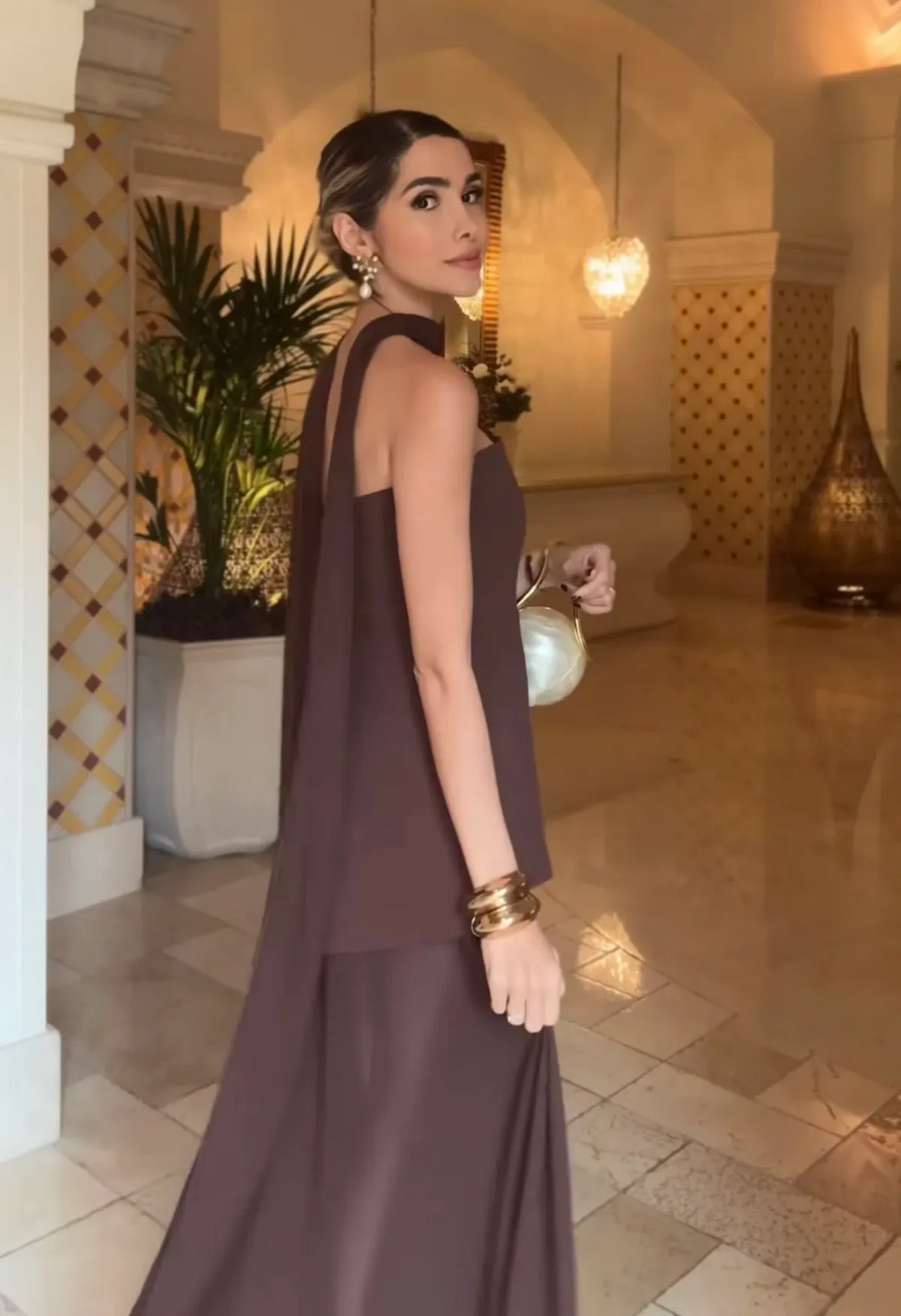 Matters Store Monaco Dress with Scarf Brown Size S / AU 8 - Image 3