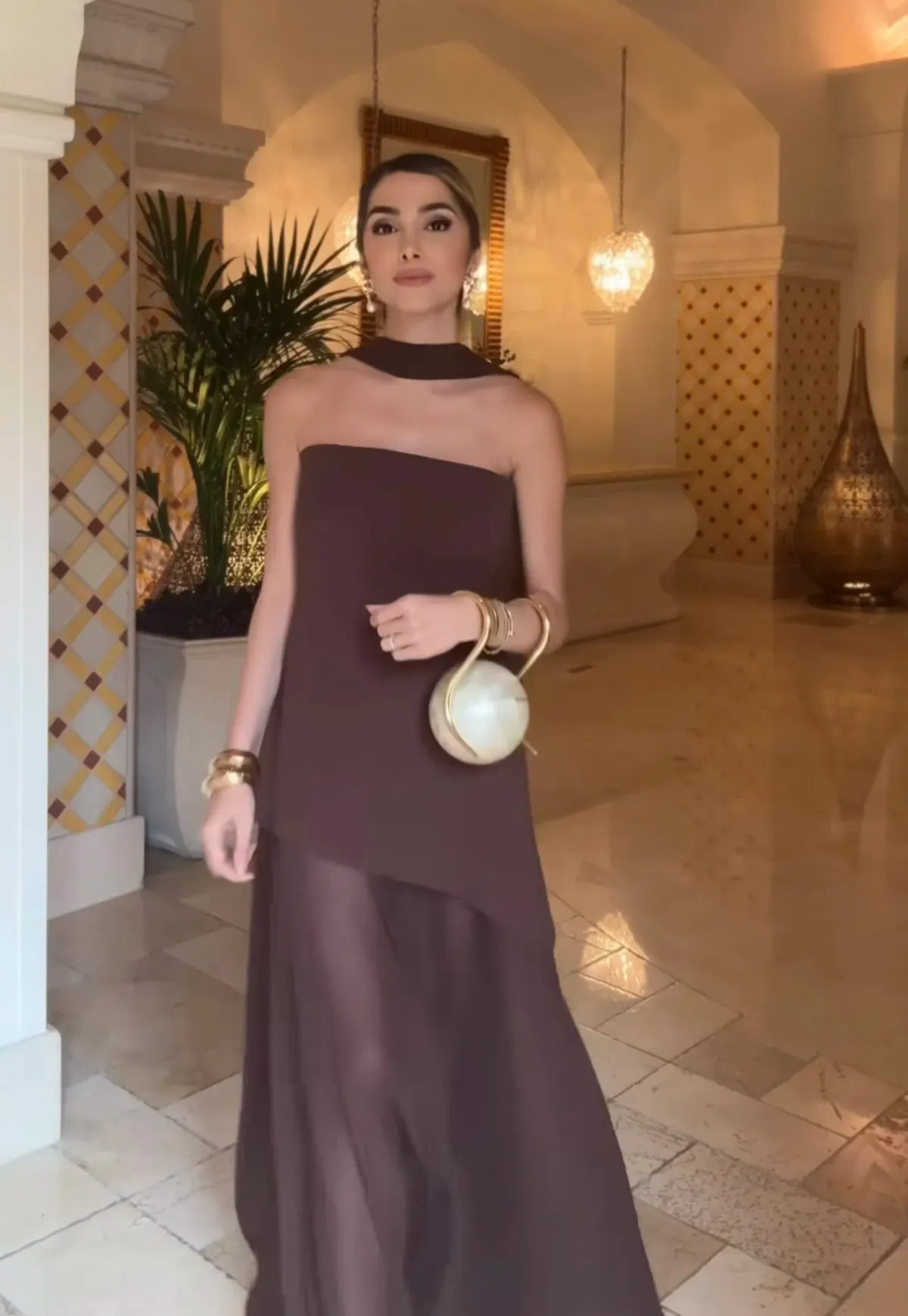 Matters Store Monaco Dress with Scarf Brown Size S / AU 8 - Image 2