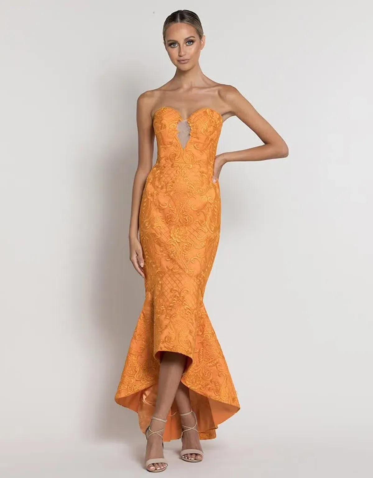 Bariano Aveta Sweetheart Llace Dress Orange Size 12 - Image 1