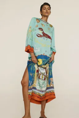 Alemais Surrealist Summer Silk Midi Dress Multi Size 16 for rent on The Volte - image 4