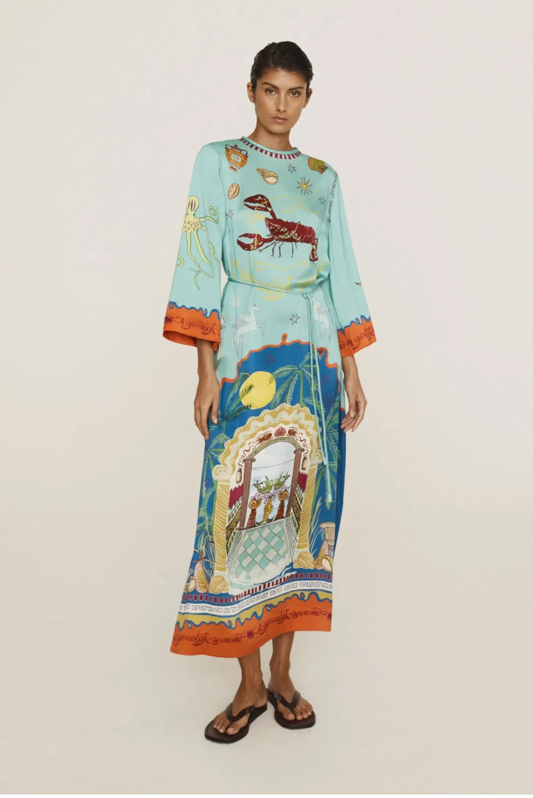 Alemais Surrealist Summer Silk Midi Dress Multi Size 16 for rent on The Volte - main image