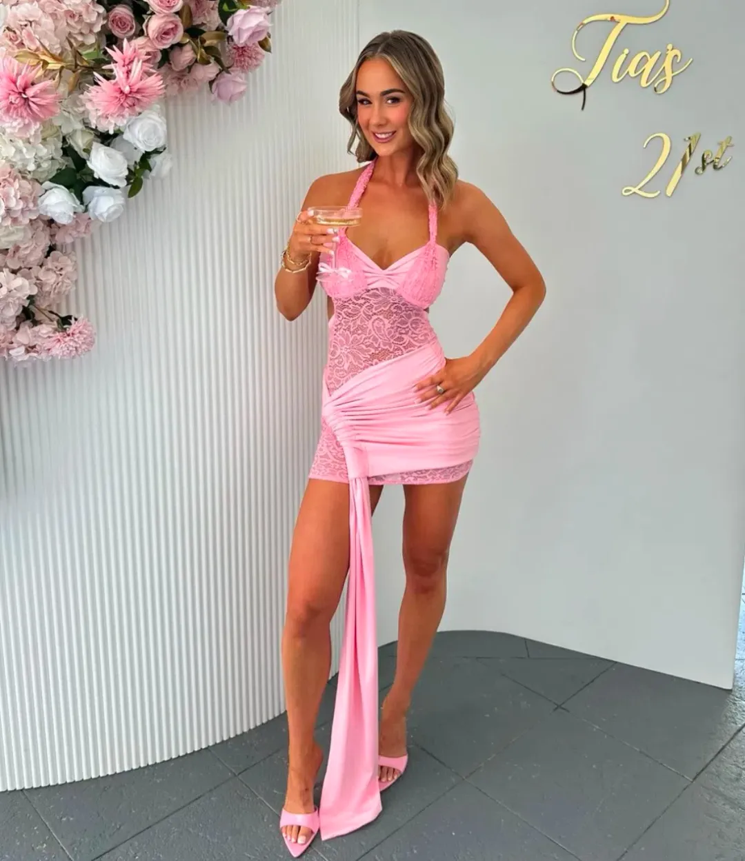 Deconduarte Lily Mini Dress Baby Pink Size S / AU 8 for rent on The Volte - main image