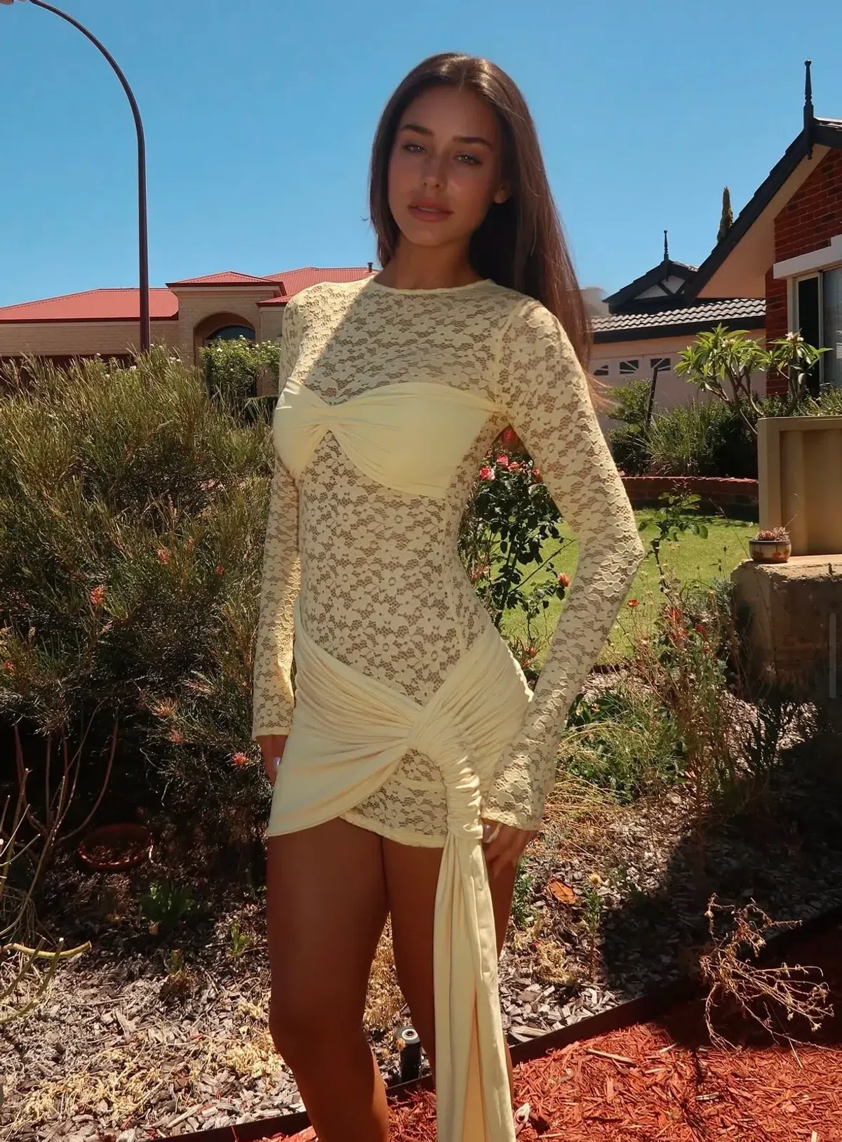 Deconduarte Ortigia MIni Dress in Baby Yellow Size 8 - Image 3