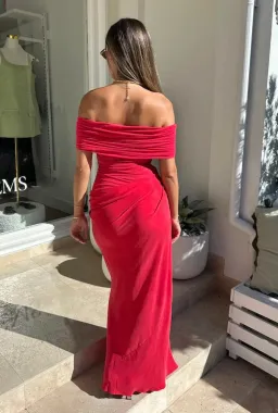 Benni Nico off Shoulder Maxi Dress in Watermelon Size 6 for rent on The Volte - image 2