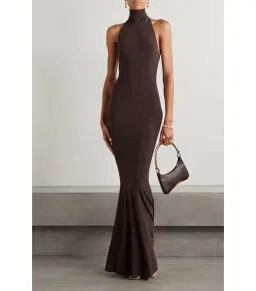 Norma Kamali Turtleneck Jersey Gown Chocolate Size AU 8 for rent on The Volte - image 1