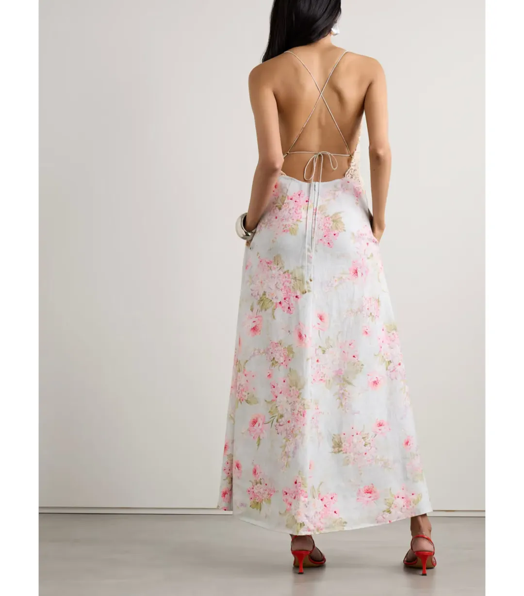 Zimmermann Halliday A-Line Maxi Dress in Blue Watercolour Floral Size 0 / AU 8 for rent on The Volte - main image