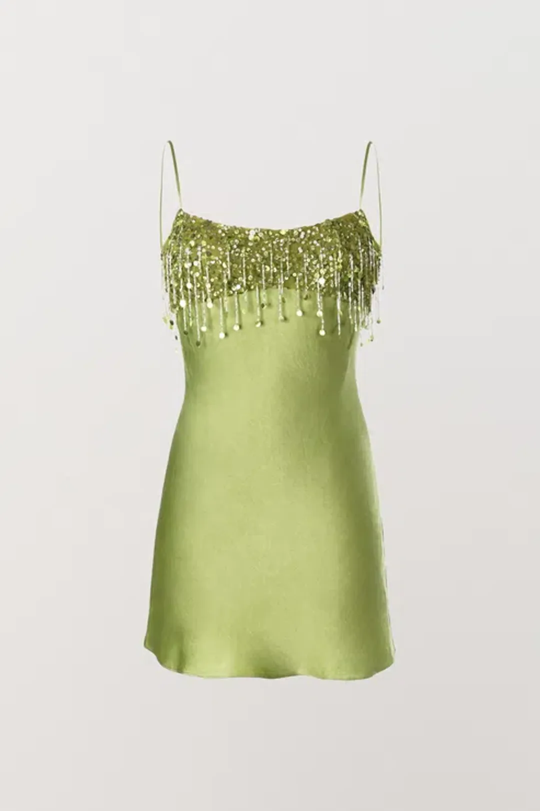 Asta Resort Yasmin Hand Beaded Mini Dress in Chartreuse Size Small / AU 8 for rent on The Volte - main image