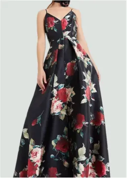 Montique Rosetta Rose Print Gown in Black Size AU 10 for rent on The Volte - image 1
