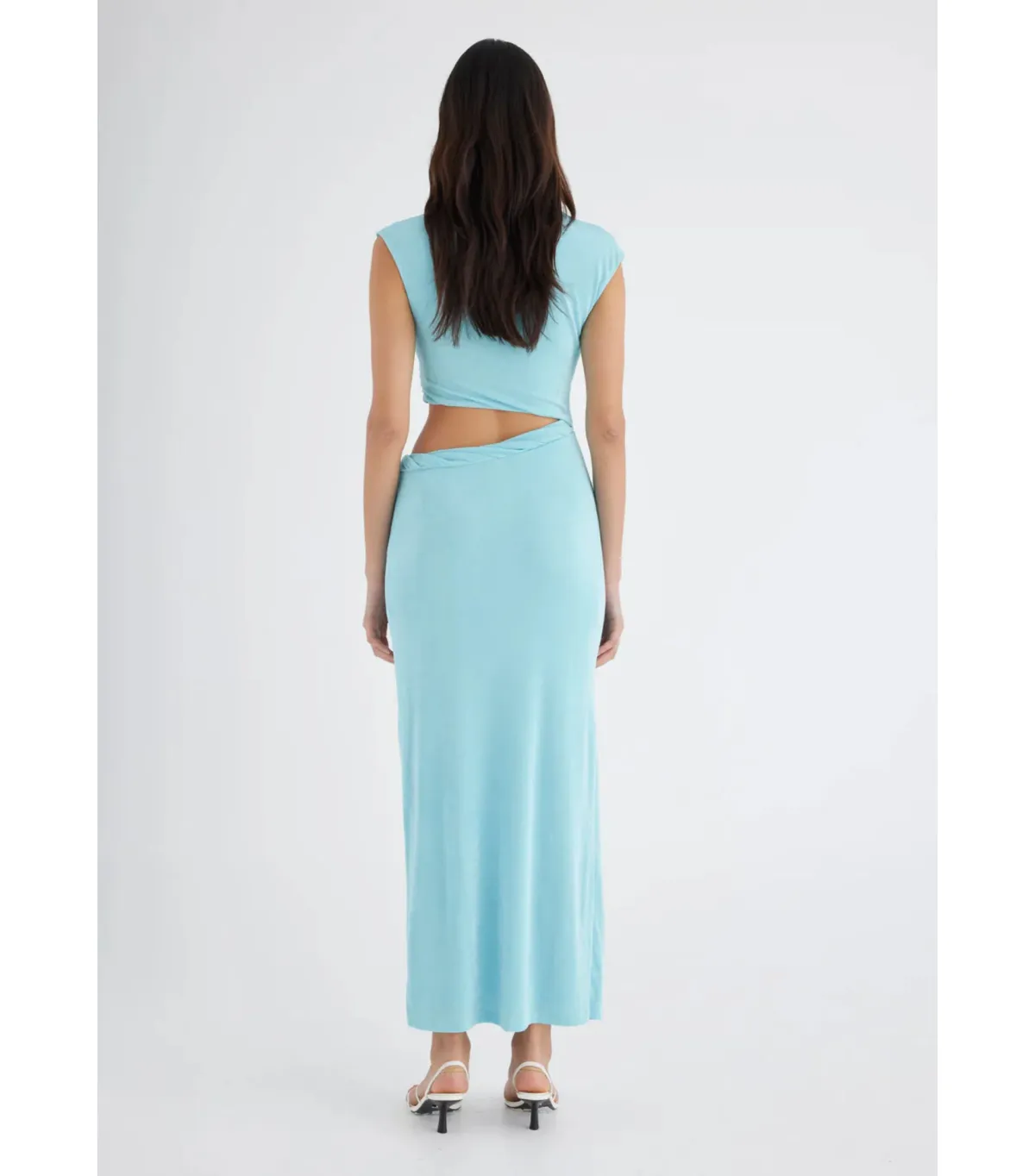 Benni Henri Twist Maxi Dress Aqua Size AU 6 - Image 3