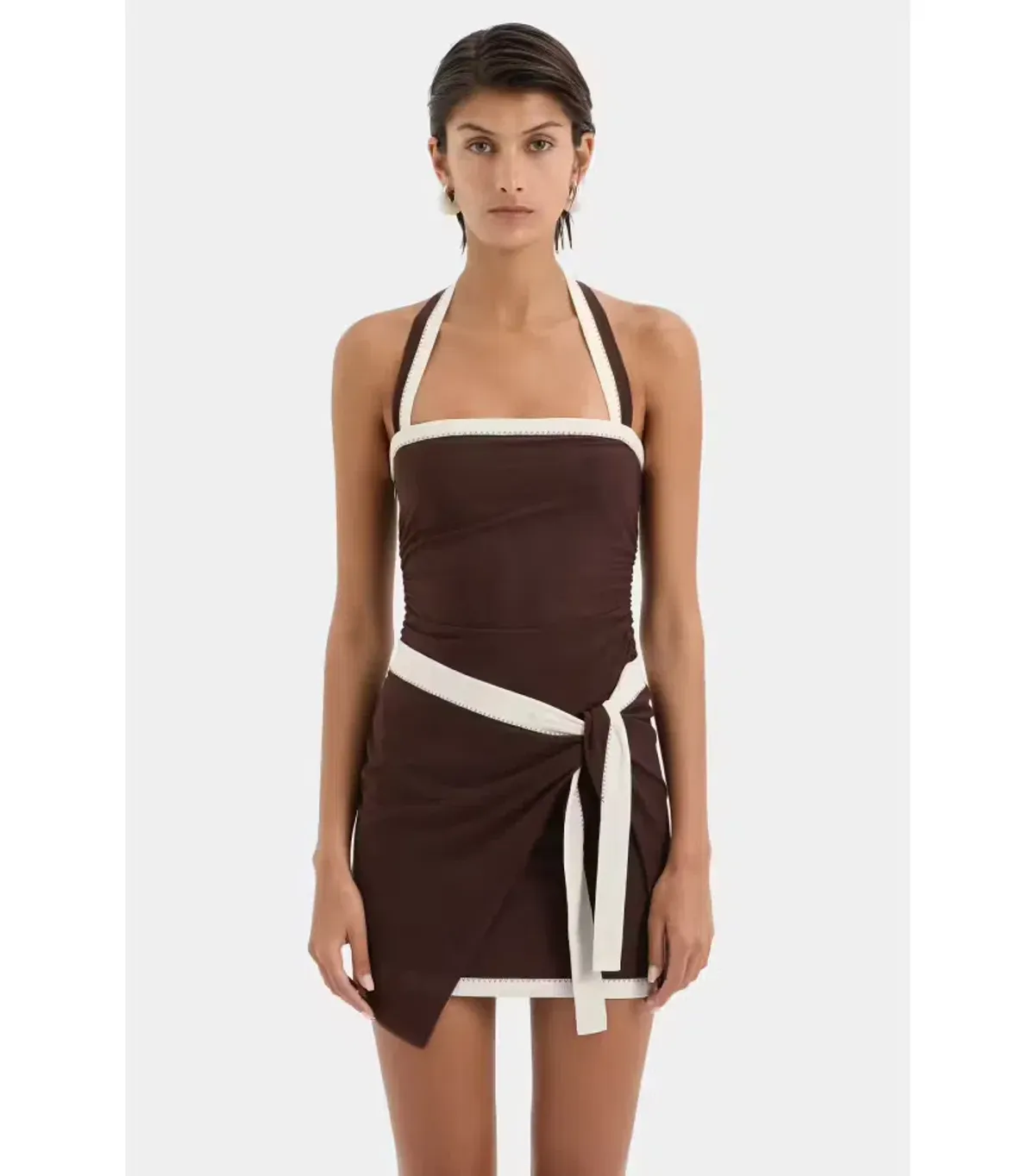 Sir The Label Jacques Mini Dress Chocolate Size 1 / AU 8 - Image 3