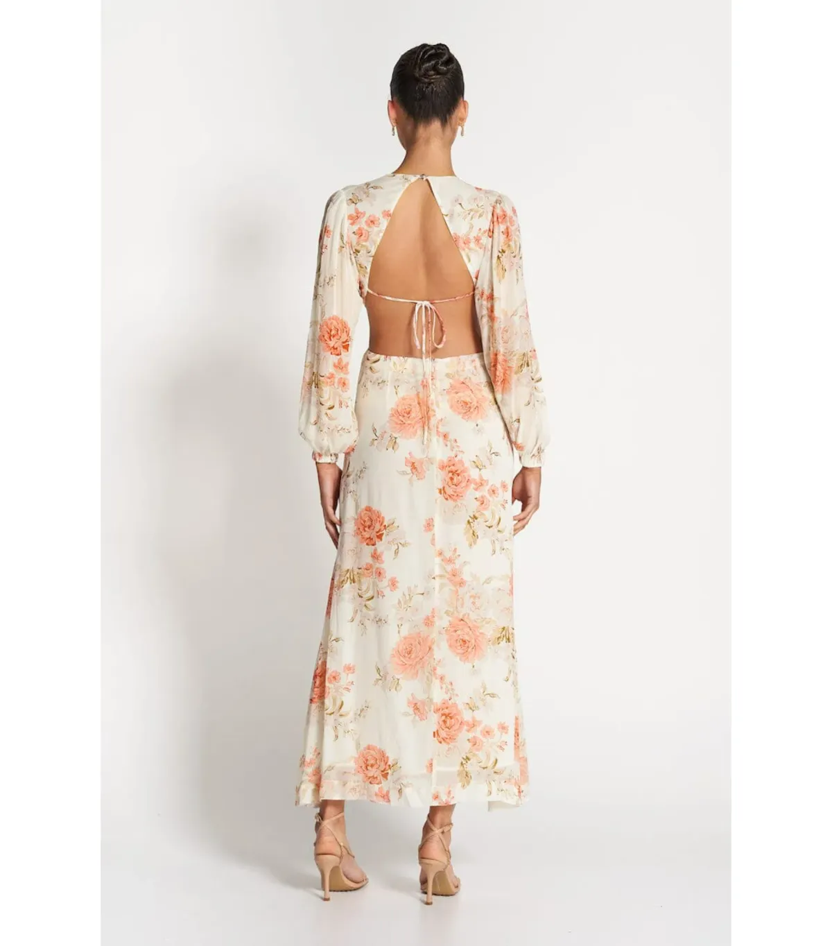 Sofia The Label Sara Open Back Midi Dress Rose White Size AU 8 - Image 3