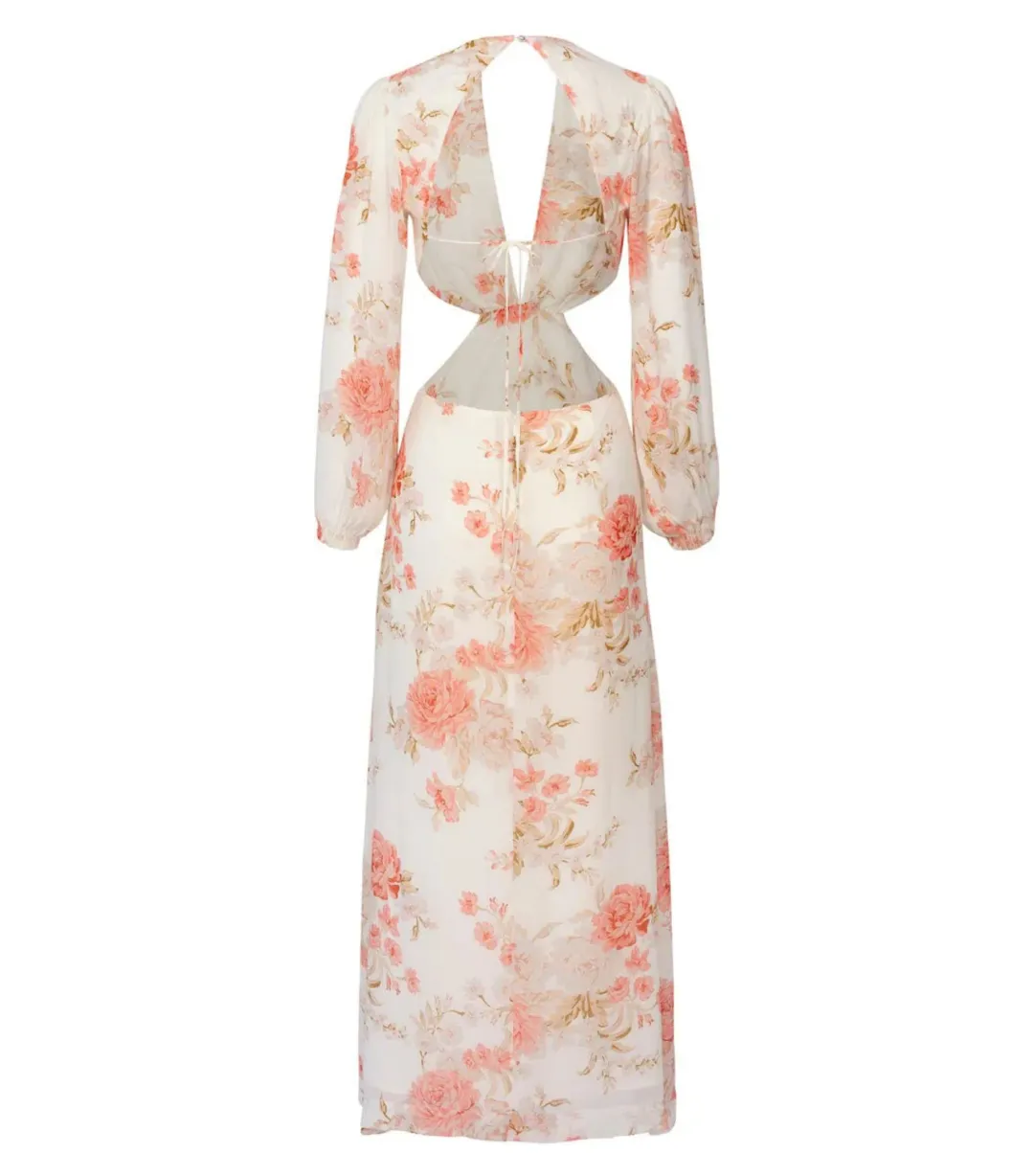 Sofia The Label Sara Open Back Midi Dress Rose White Size AU 8 for rent on The Volte - main image