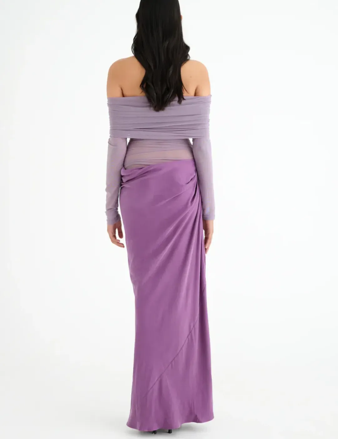 Benni Yasmin Off Shoulder Maxi Dress in Vintage Orchid Purple Size 6 for rent on The Volte - main image
