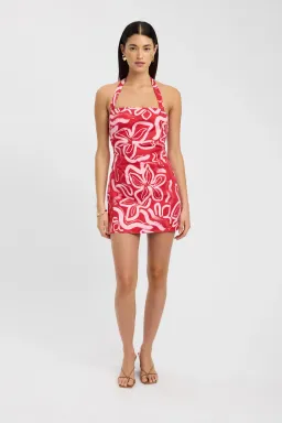 Kookai Soley Rouched Mini Dress Pink/Red Size 6 for rent on The Volte - image 1